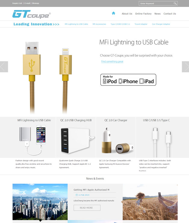usb电子产品外贸网站设计制作